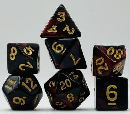 Kości RPG „Smocza Obsydianowa Kuźnia” - komplet 7 kości - kości RPG HalfyCraft