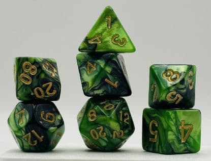 Kości RPG „Jadeitowy Smok” - komplet 7 kości - kości RPG HalfyCraft