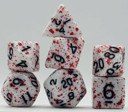 Kości RPG „Krwawy Muchomor” - komplet 7 kości - kości RPG HalfyCraft