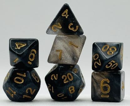 Kości RPG „Onyksowa Mgławica” - komplet 7 kości - kości RPG HalfyCraft